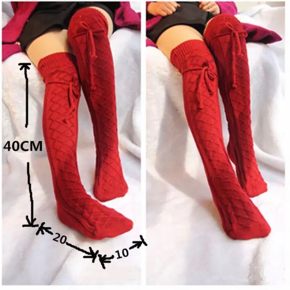 Thigh High Winter Socks Black - Picture 7 of 7